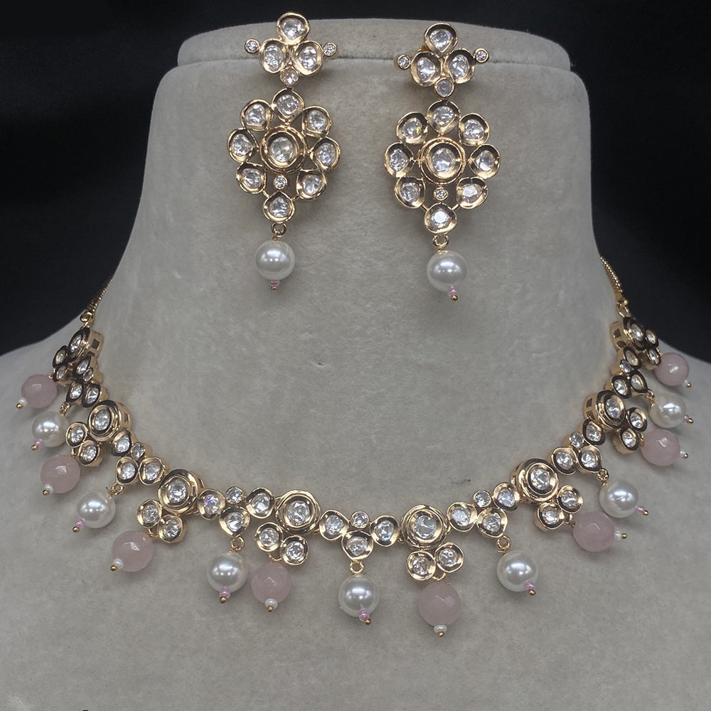 Amoliya Jewels Designer Polki Kundan Stone And Beads Necklace Set