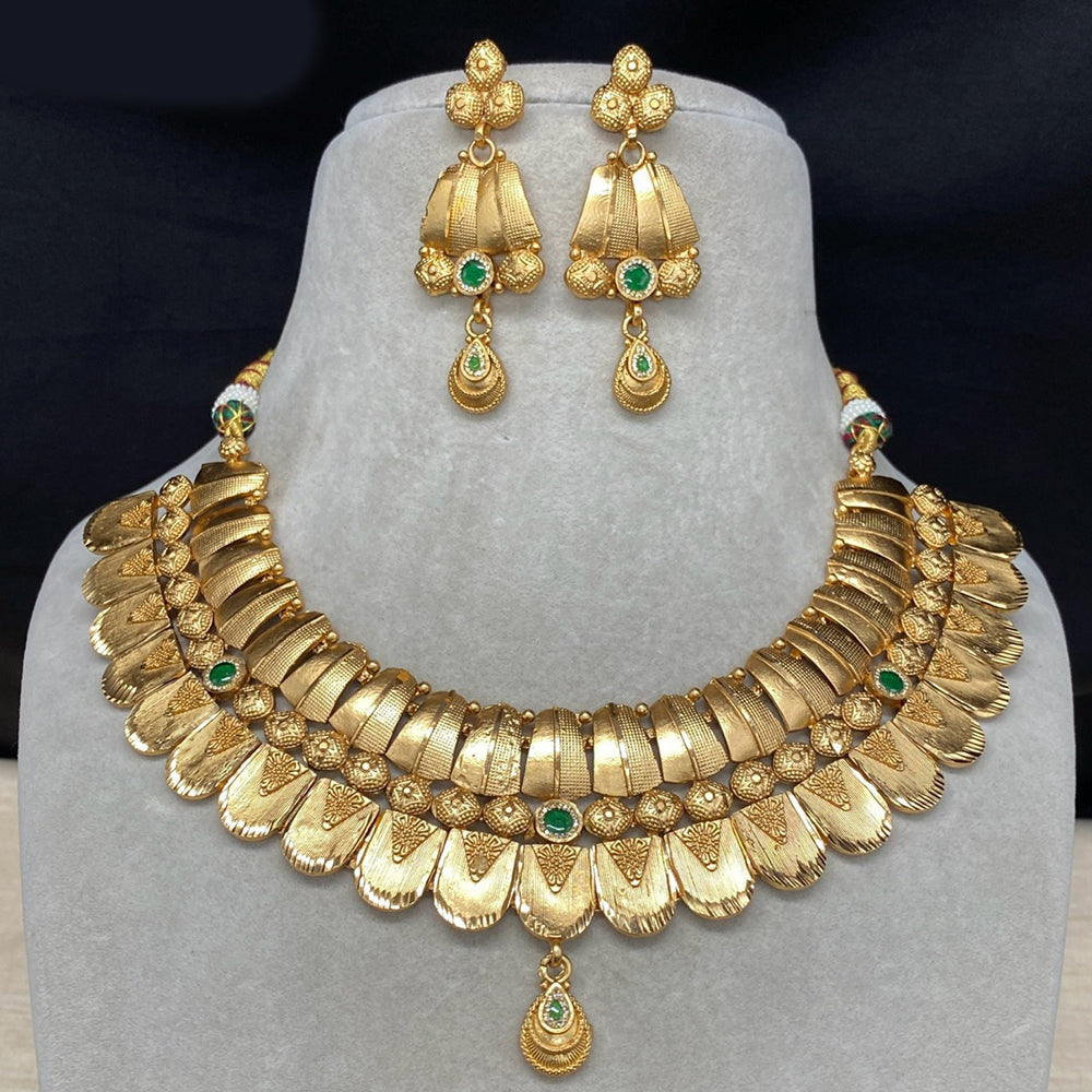 Amoliya Jewels Ethnic Pota Stone Graceful Necklace Set