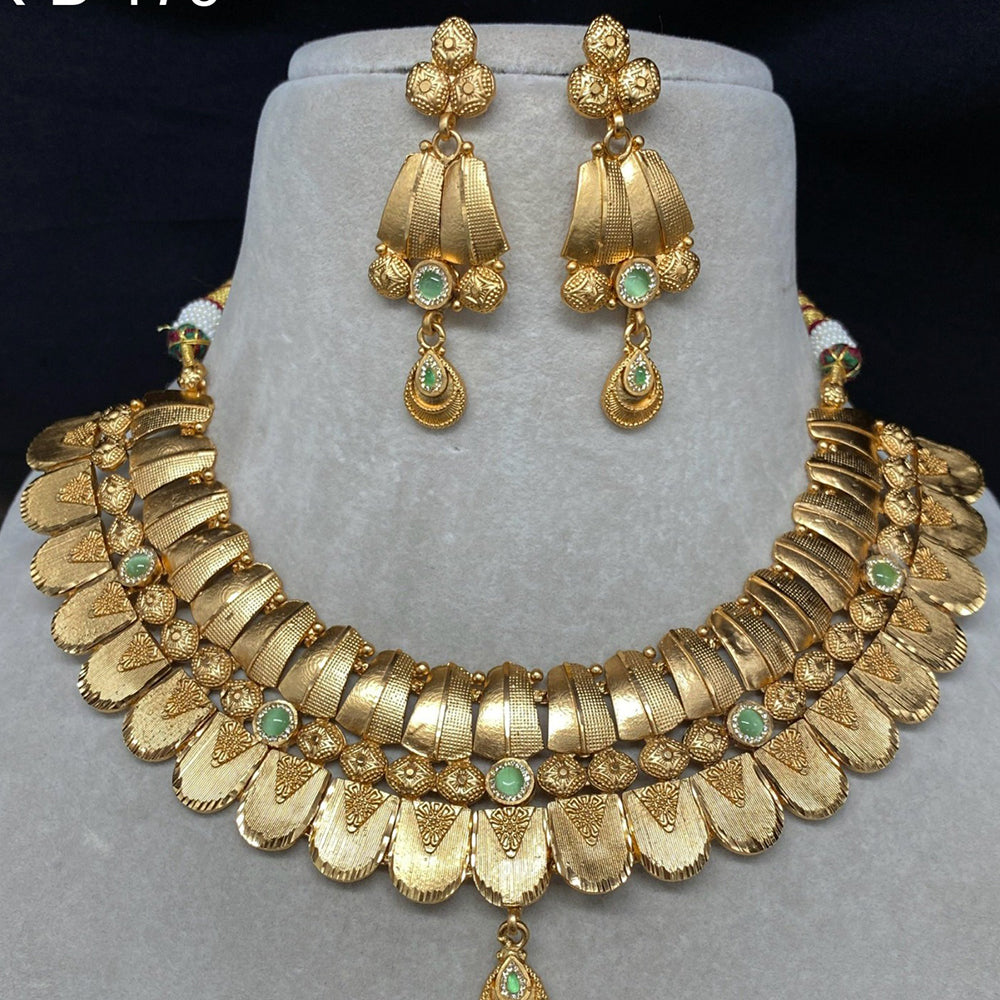 Amoliya Jewels Ethnic Pota Stone Graceful Necklace Set