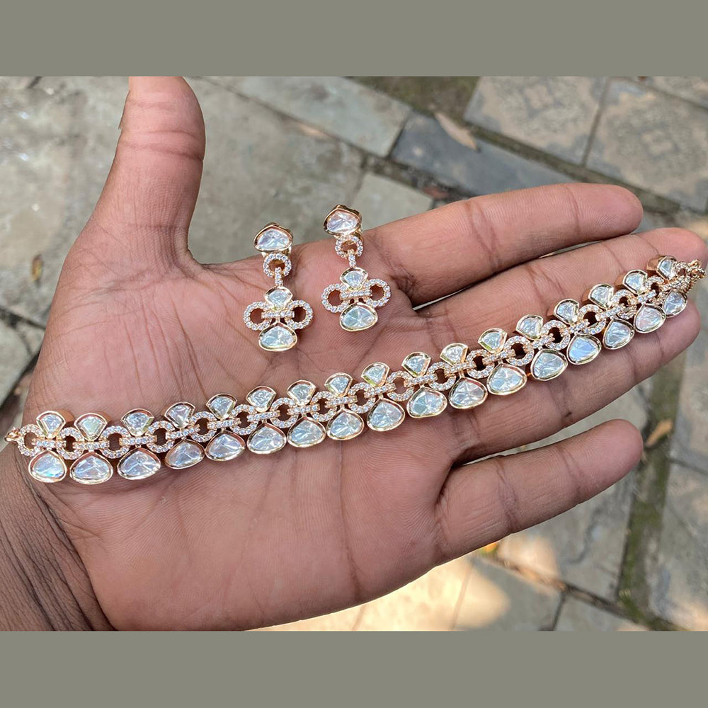 Amoliya Jewels Designer Polki Kundan Stone Choker Necklace Set