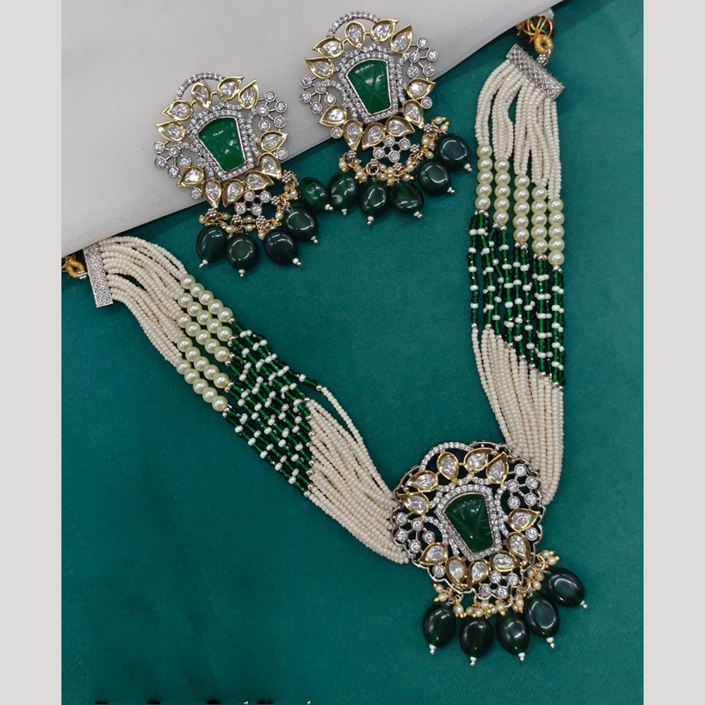 Amoliya Jewels Designer Polki Kundan Stone And Beads Necklace Set