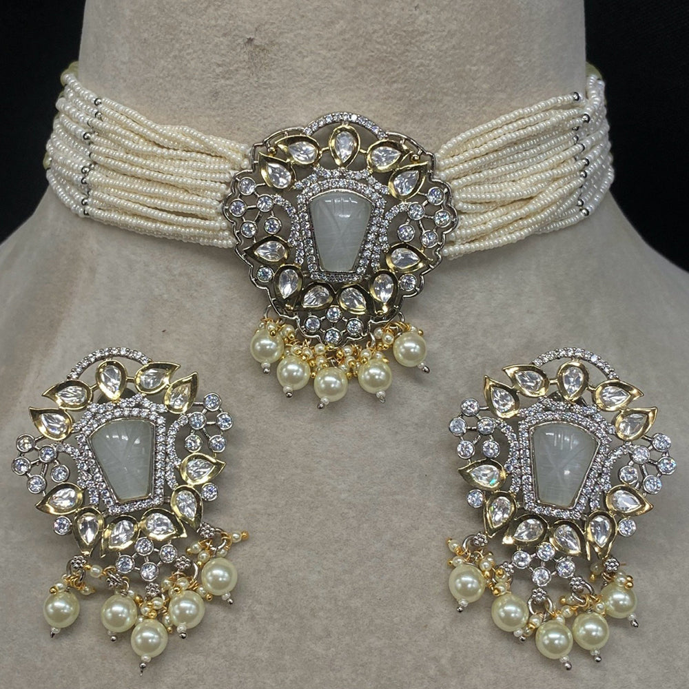 Amoliya Jewels Designer Polki Kundan Stone And Beads Necklace Set