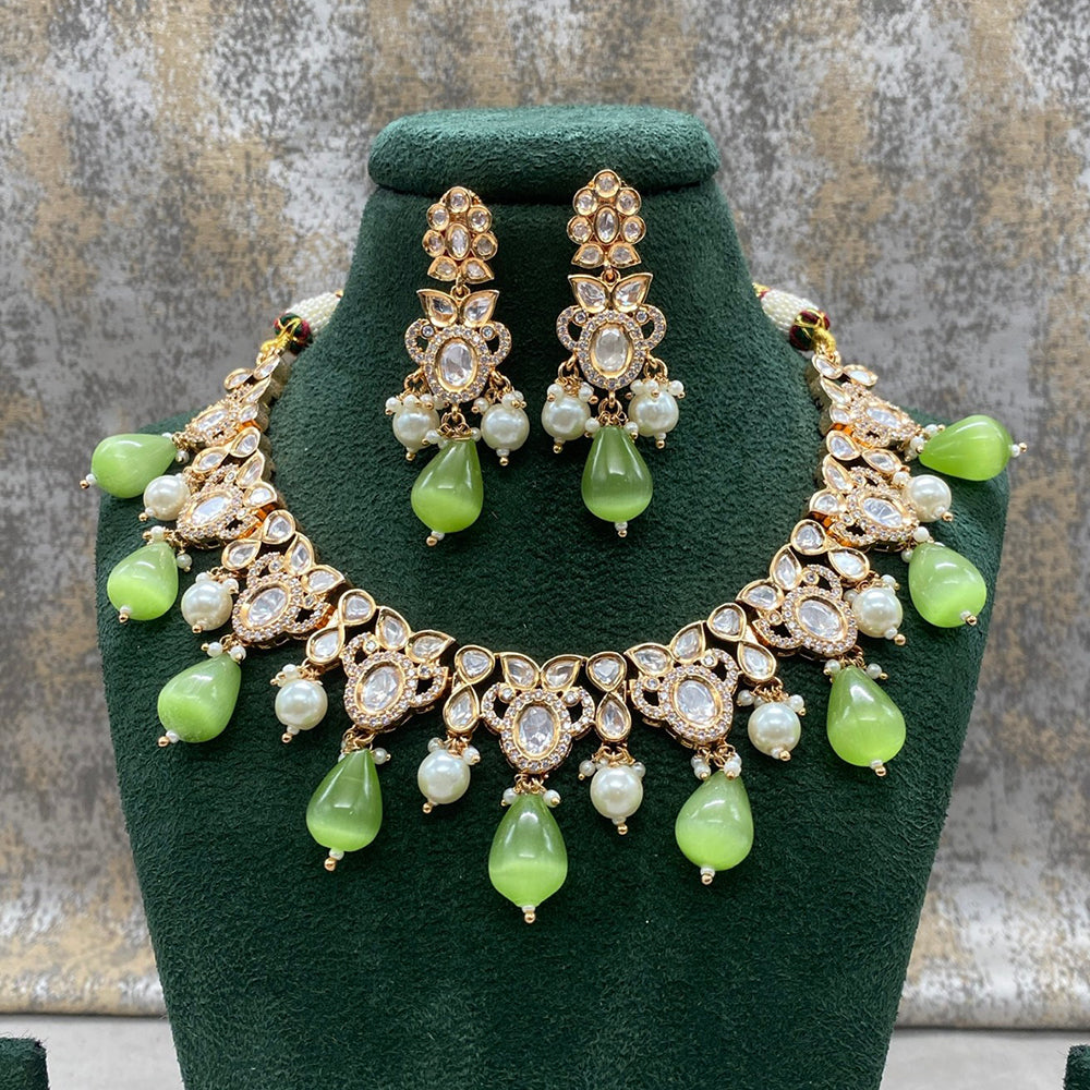 Amoliya Jewels Designer Polki Kundan Stone And Beads Necklace Set