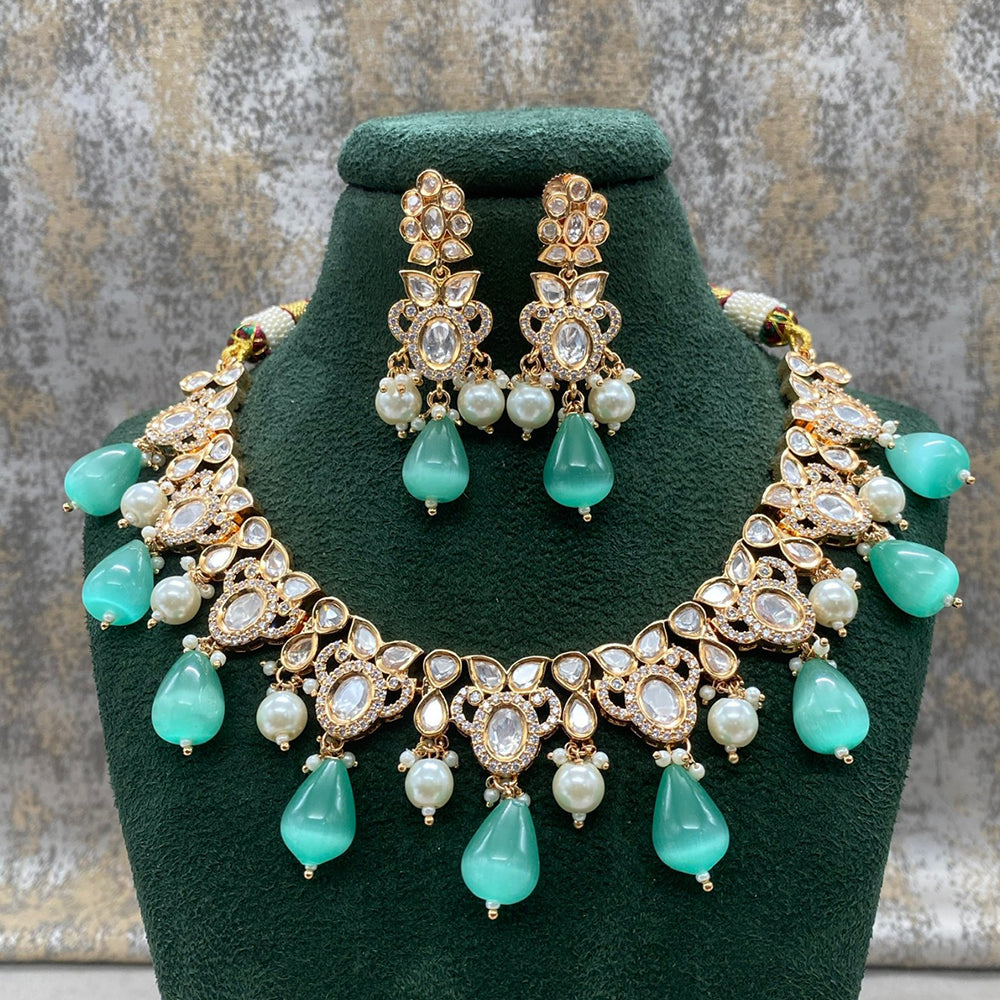 Amoliya Jewels Designer Polki Kundan Stone And Beads Necklace Set