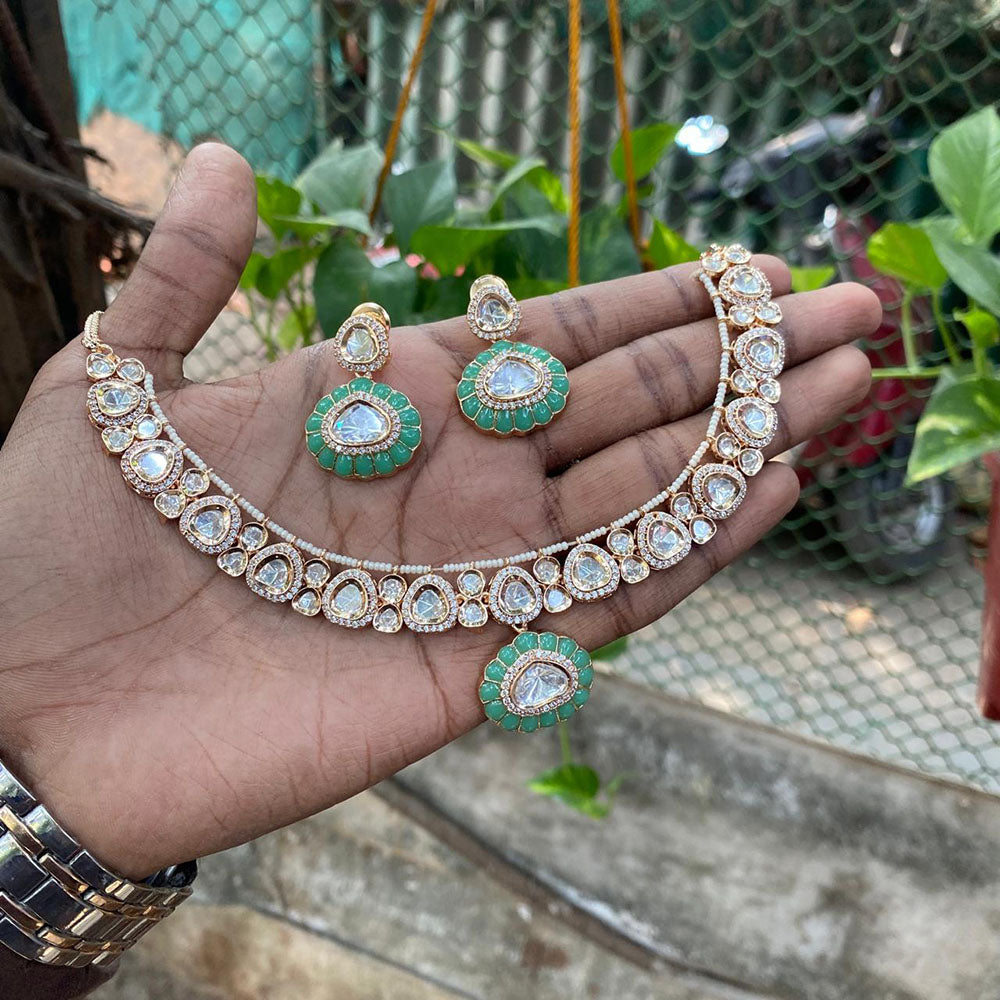 Amoliya Jewels Designer Polki Kundan Stone And Pearl Necklace Set