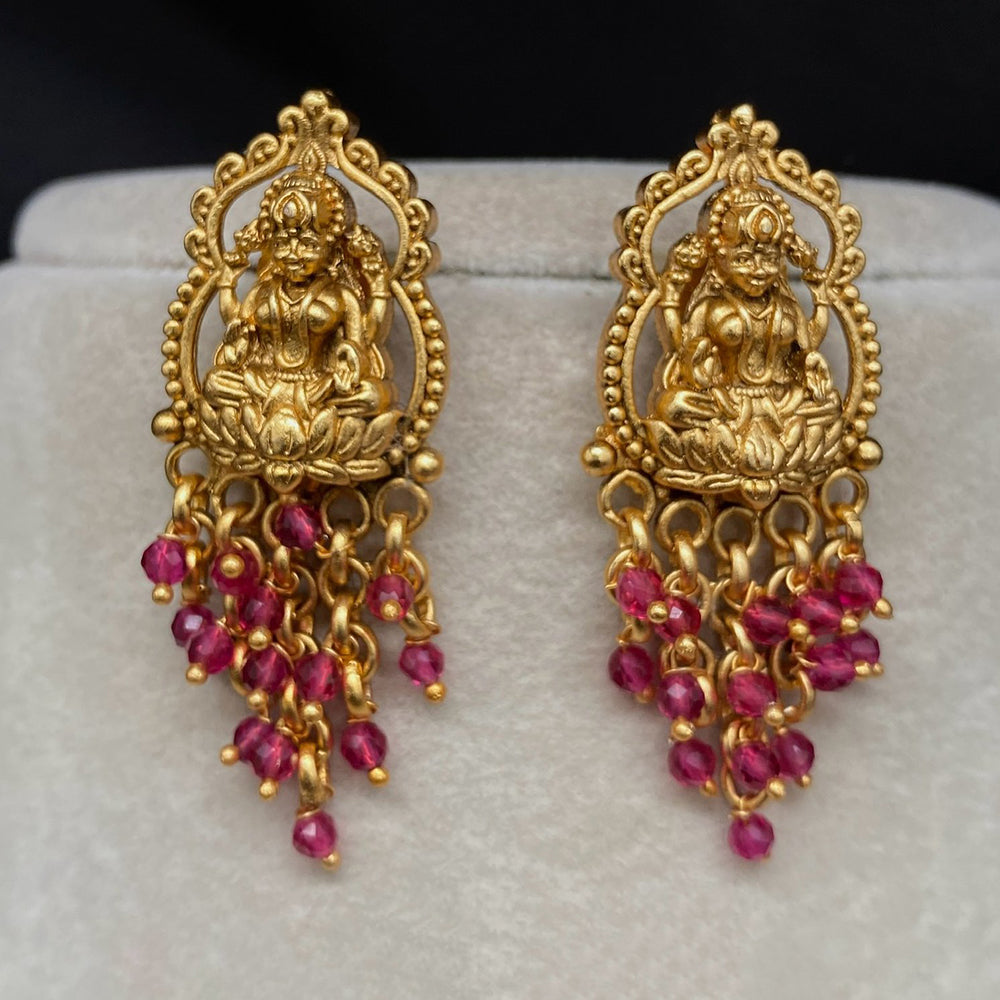 Amoliya Jewels Royal Look Goddess Temple Pearl Dangler Earrings
