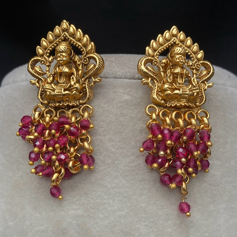 Amoliya Jewels Royal Look Goddess Temple Pearl Dangler Earrings