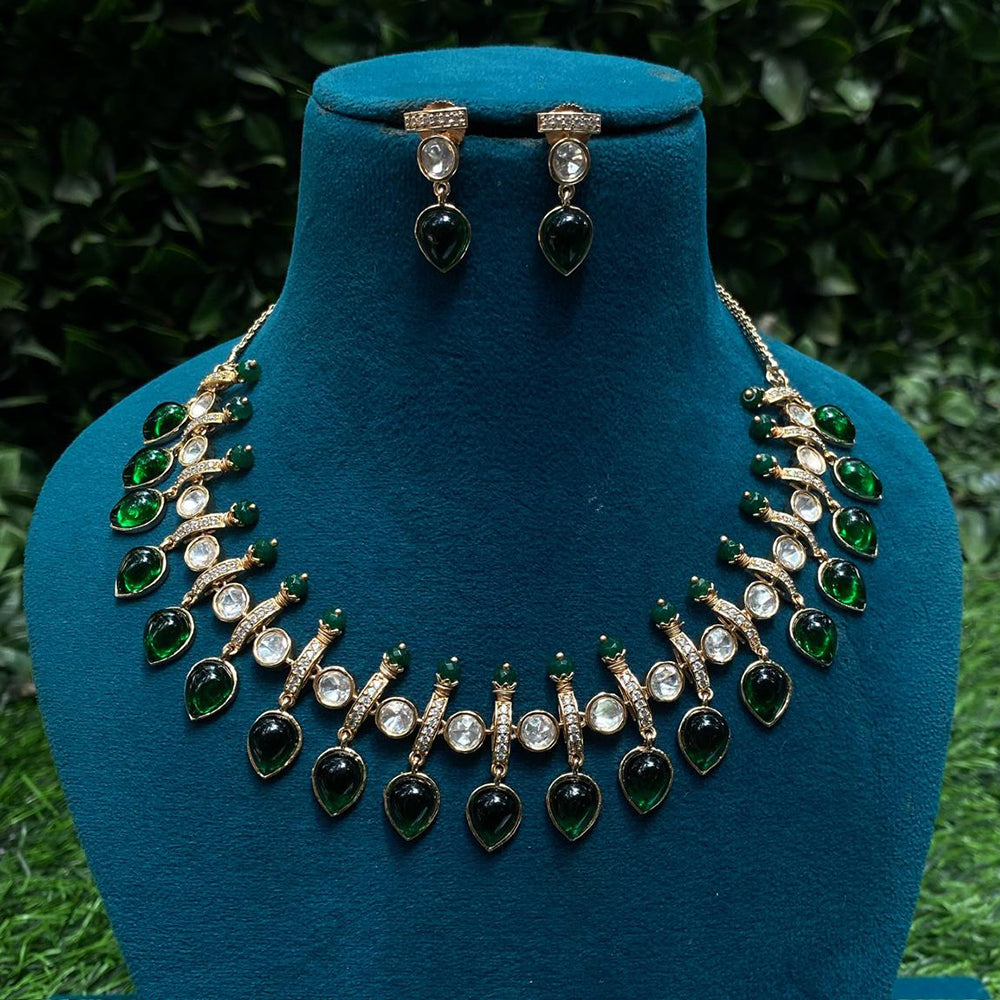 Amoliya Jewels Premium Polki Kundan Stone And Pearl Necklace Set