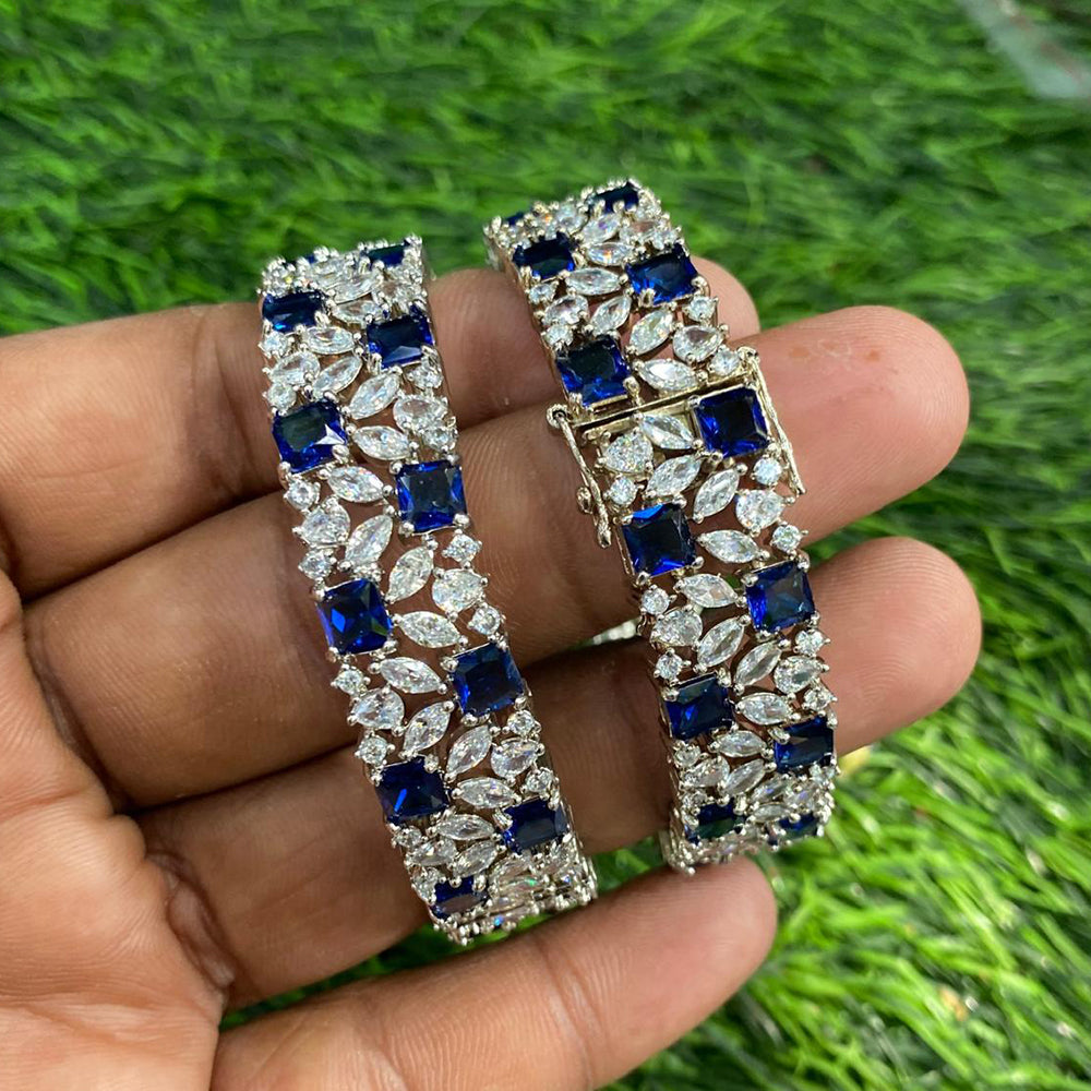 Amoliya Jewels Stylish Statement American Diamond Openable Bangles Set