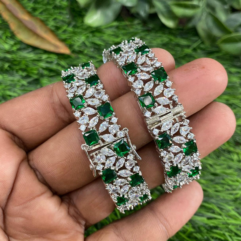 Amoliya Jewels Stylish Statement American Diamond Openable Bangles Set