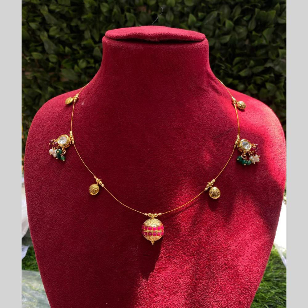 Amoliya Jewels Royal Pota Stone And Pearl Necklace
