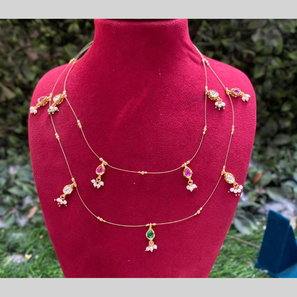 Amoliya Jewels Royal Pota Stone And Pearl Necklace