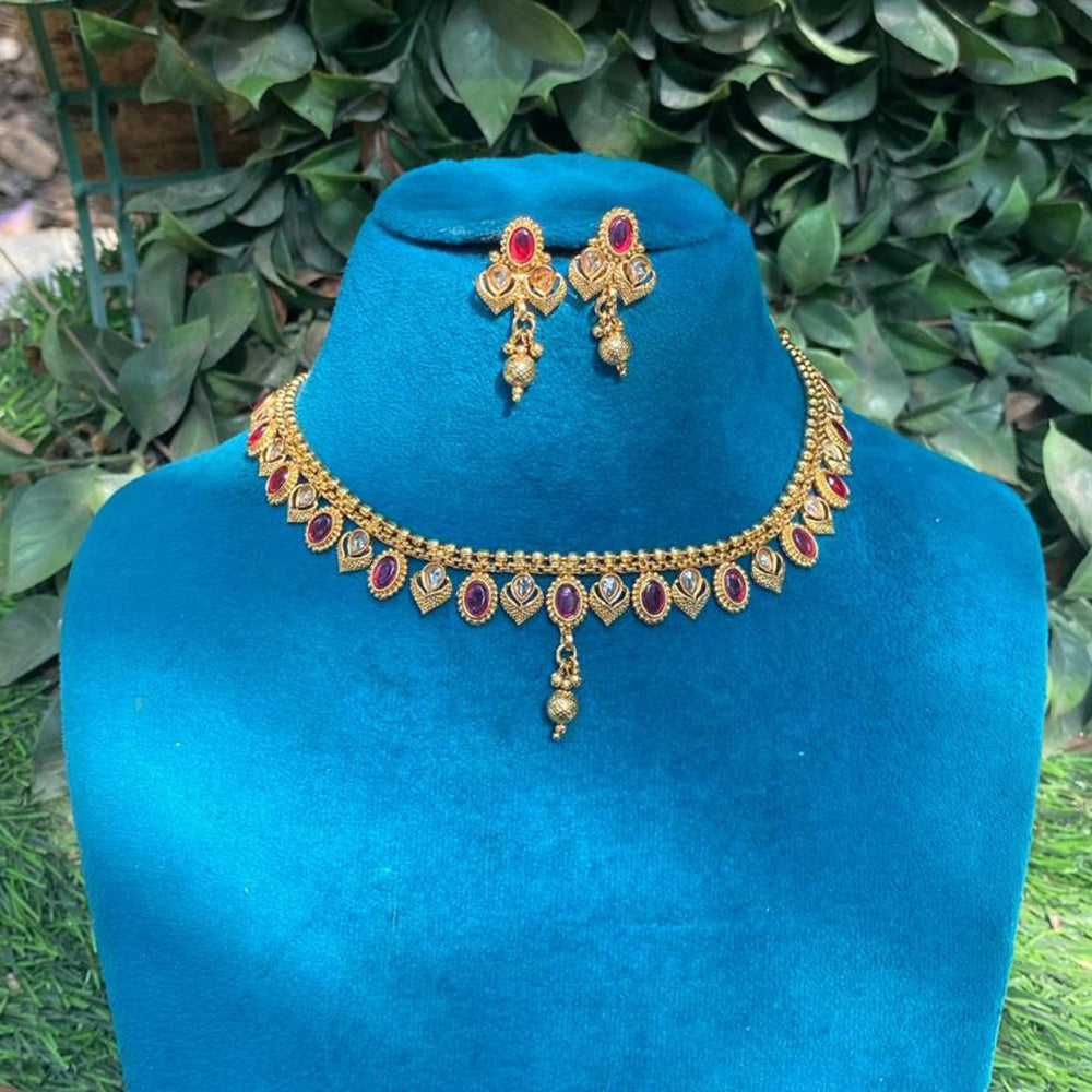 Amoliya Jewels Premium Pota Stone And Beads Necklace Set