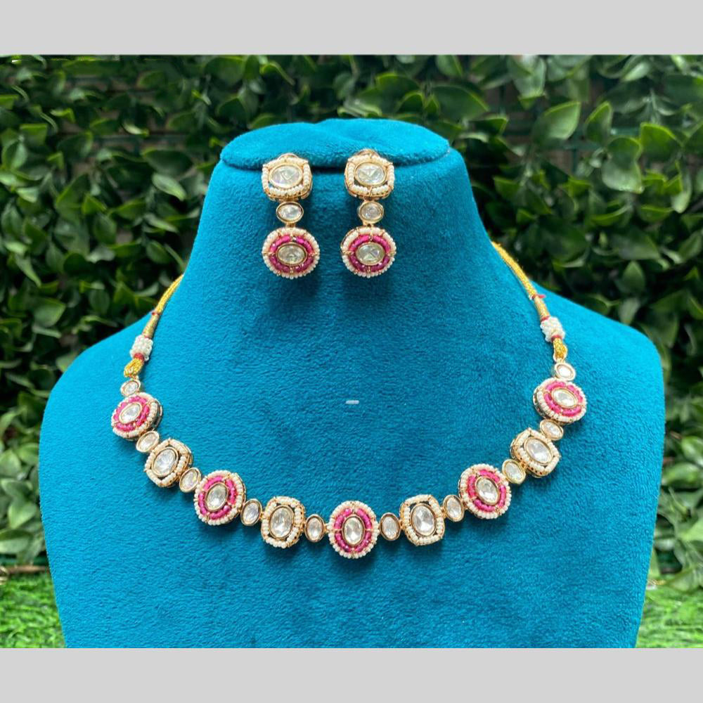 Amoliya Jewels 2 Tone Luxury Polki Kundan Stone And Pearl Necklace Set