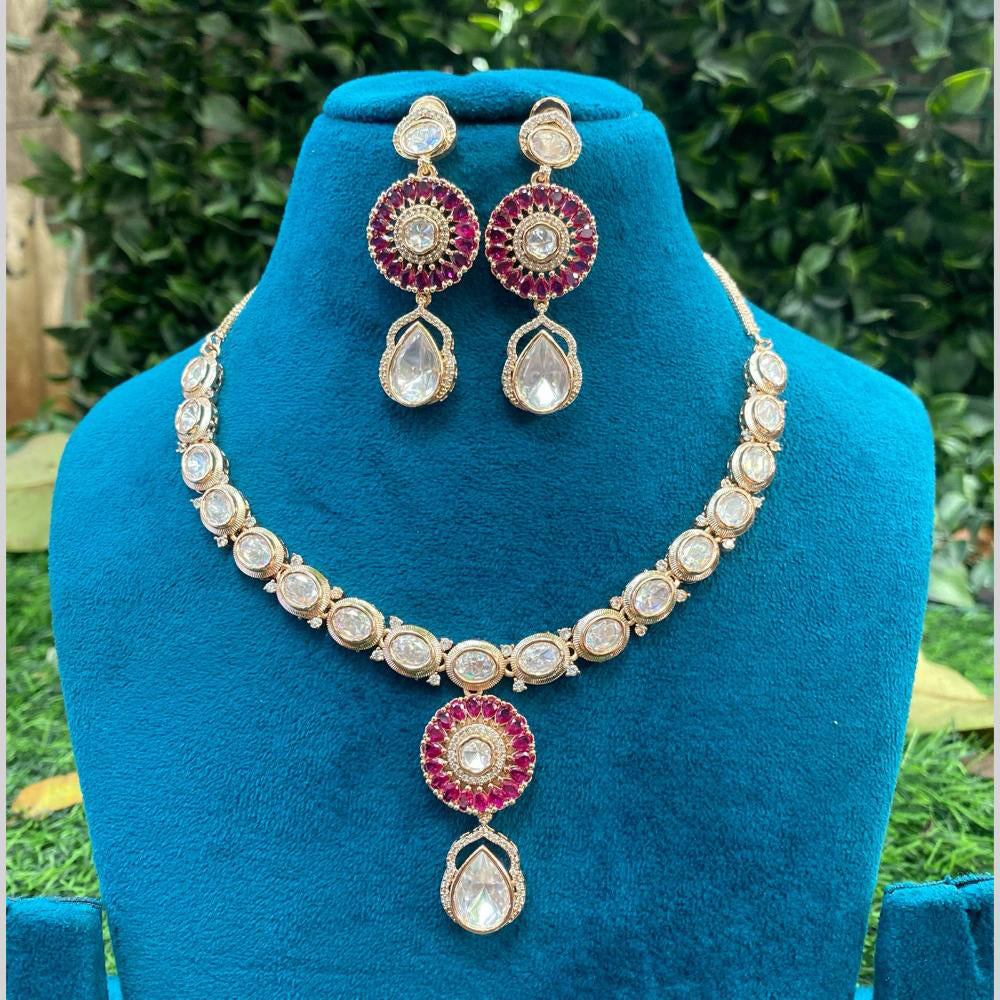 Amoliya Jewels Luxury Polki Kundan Stone Necklace Set