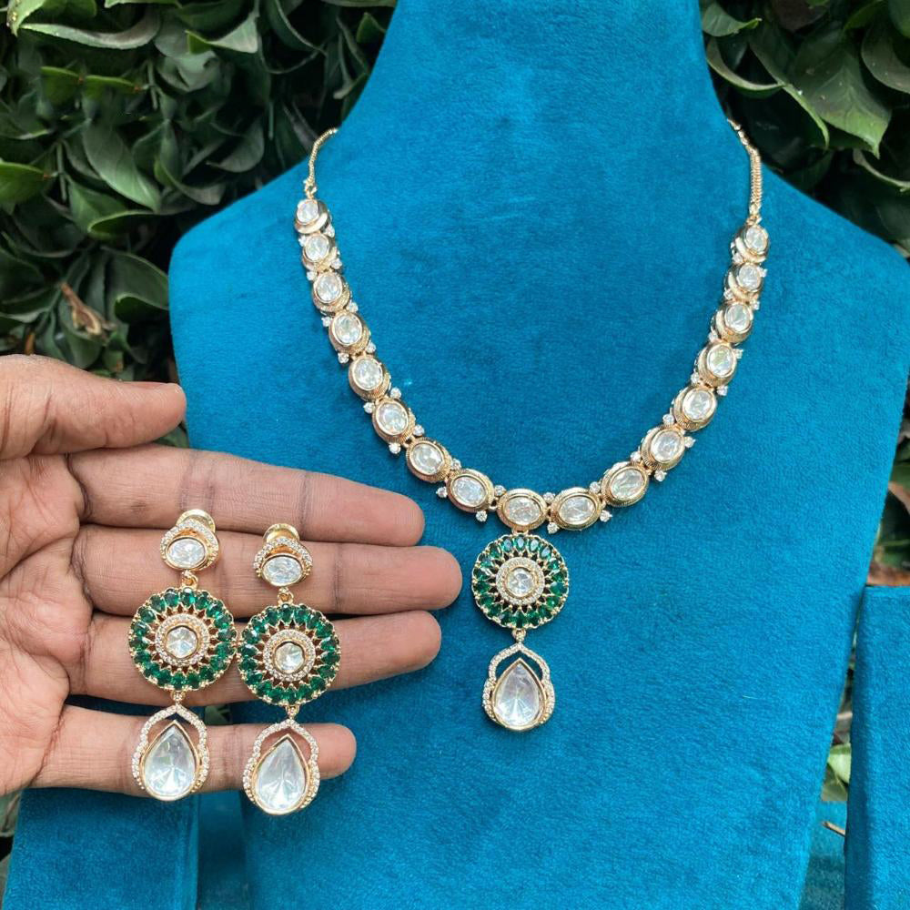 Amoliya Jewels Luxury Polki Kundan Stone Necklace Set