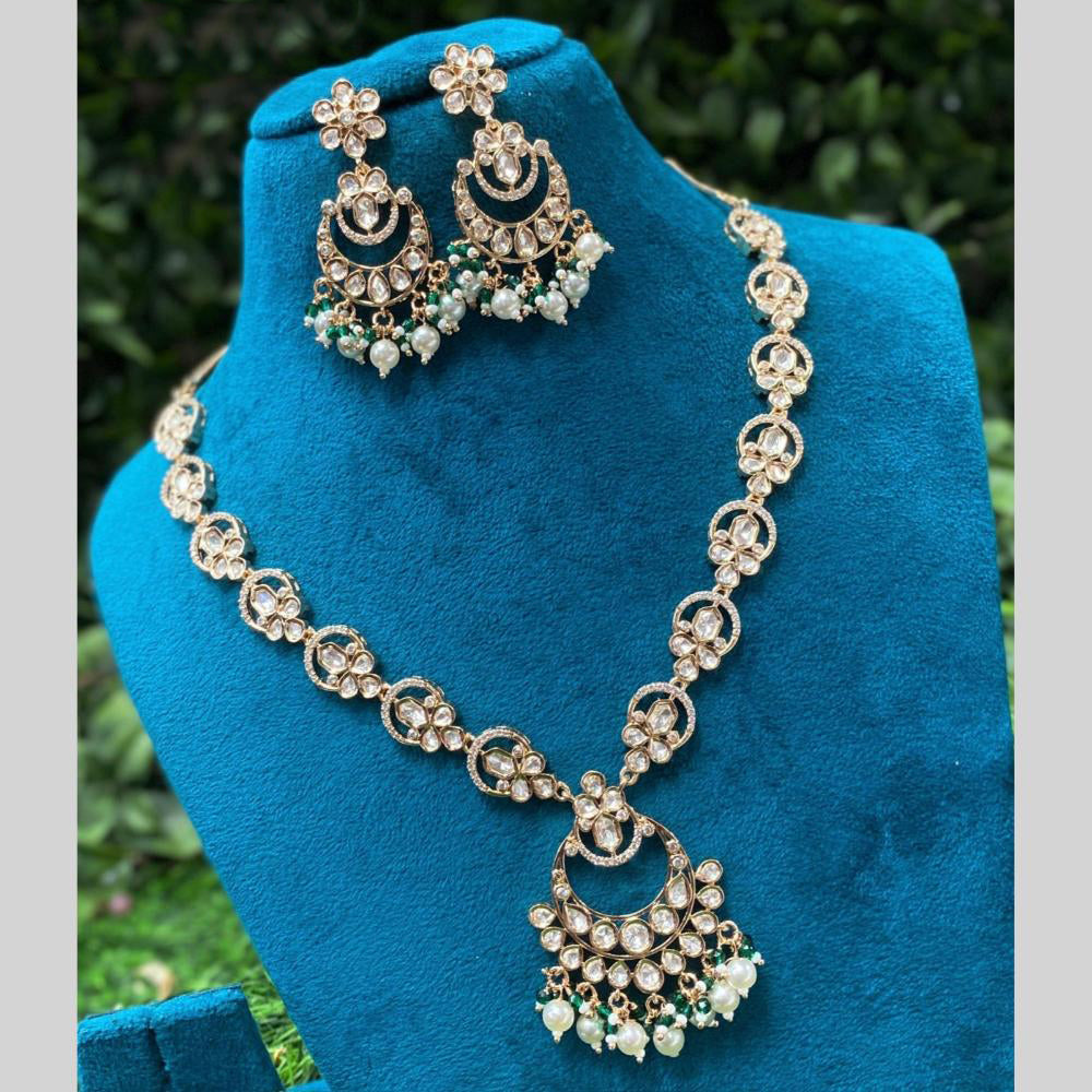 Amoliya Jewels Luxury Polki Kundan Stone Pearl And Beads Necklace Set