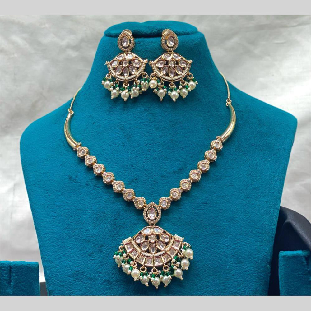 Amoliya Jewels Luxury Polki Kundan Stone Pearl And Beads Necklace Set