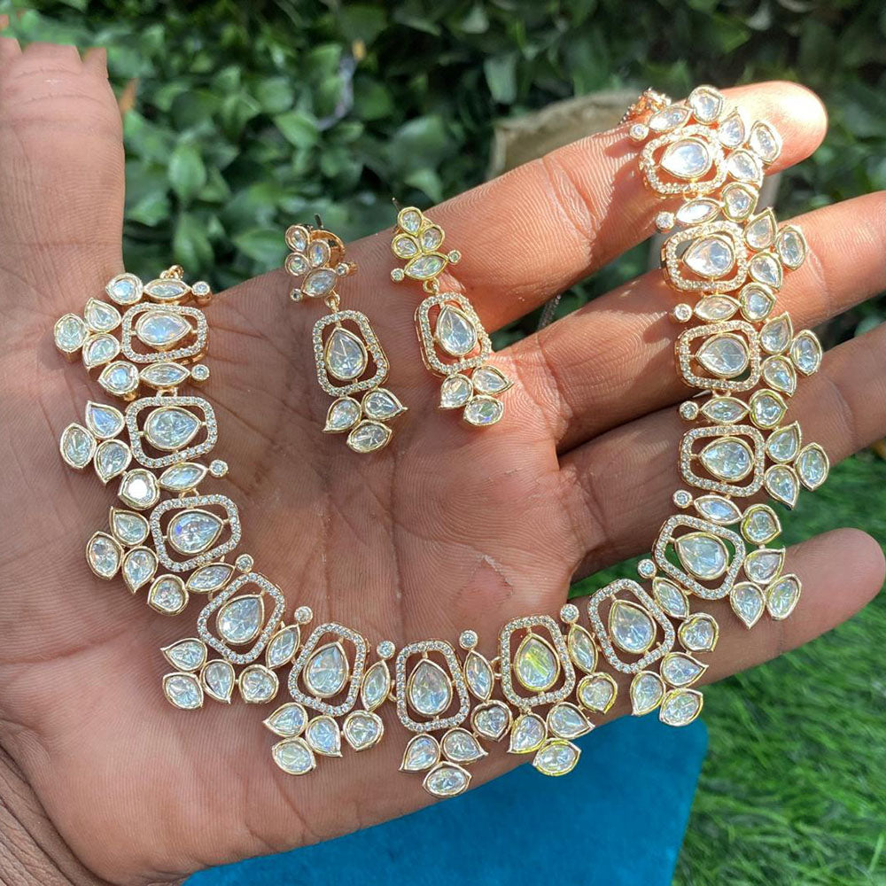 Amoliya Jewels Luxury Polki Kundan Stone Necklace Set