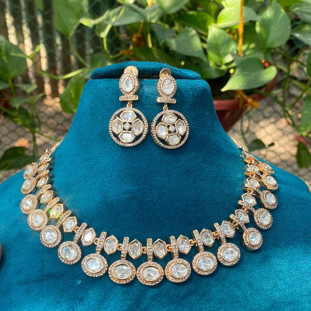 Amoliya Jewels Luxury Polki Kundan Stone Necklace Set