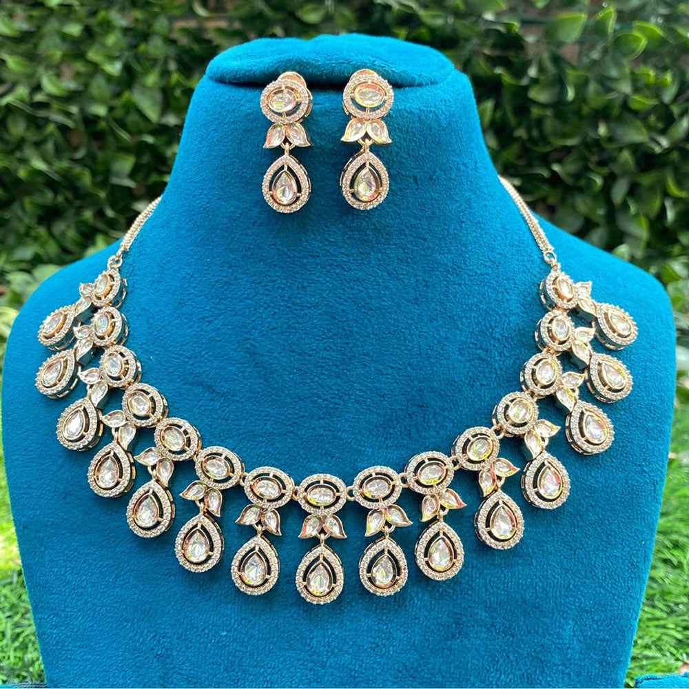 Amoliya Jewels Luxury Polki Kundan Stone Necklace Set