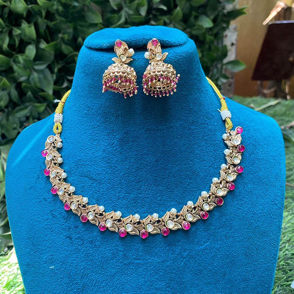 Amoliya Jewels Luxury Polki Kundan Stone Necklace Set