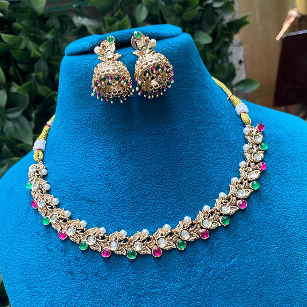 Amoliya Jewels Luxury Polki Kundan Stone Necklace Set