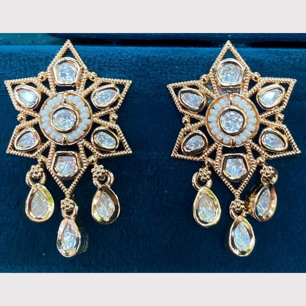 Amoliya Jewels Designer Polki Kundan Stone And Pearl Statement Dangler Earrings