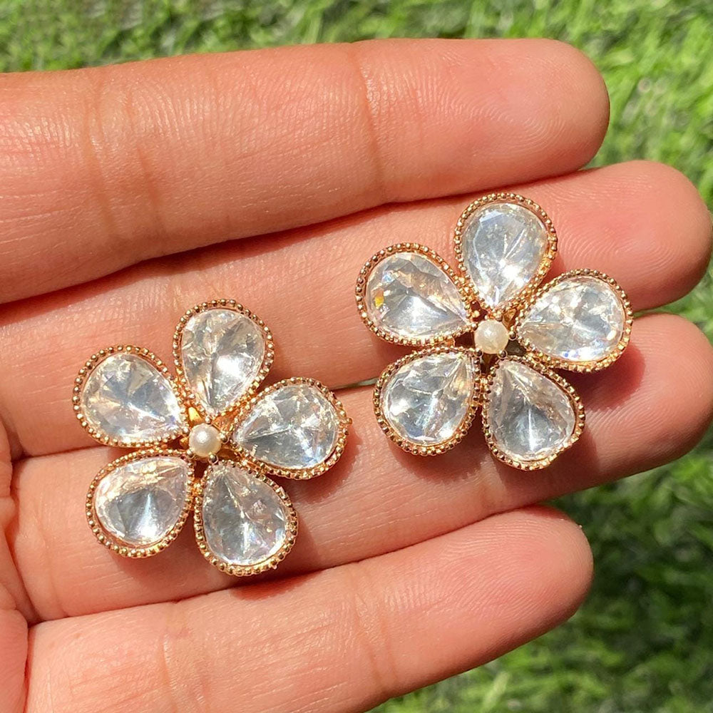 Amoliya Jewels Royal Polki Kundan Stone Designer Studs Earrings