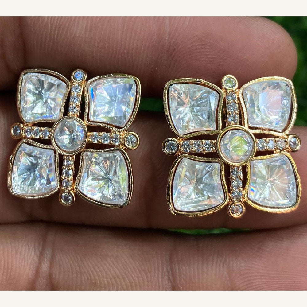 Amoliya Jewels Royal Polki Kundan Stone Designer Studs Earrings