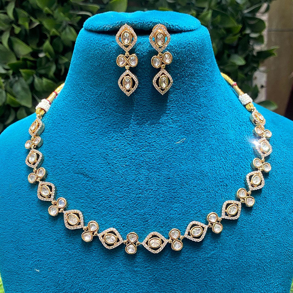 Amoliya Jewels Trendy Ethnic Polki Kundan Stone Necklace Set