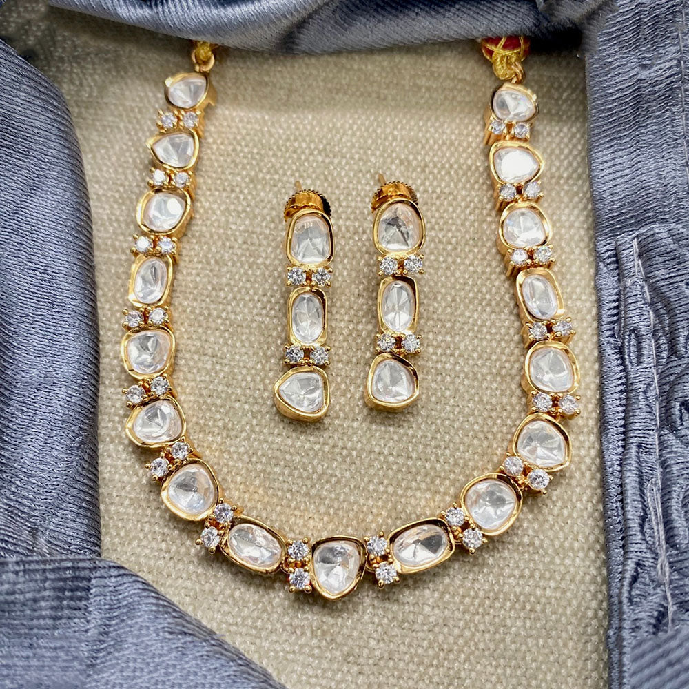 Amoliya Jewels Trendy Ethnic Polki Kundan Stone Necklace Set