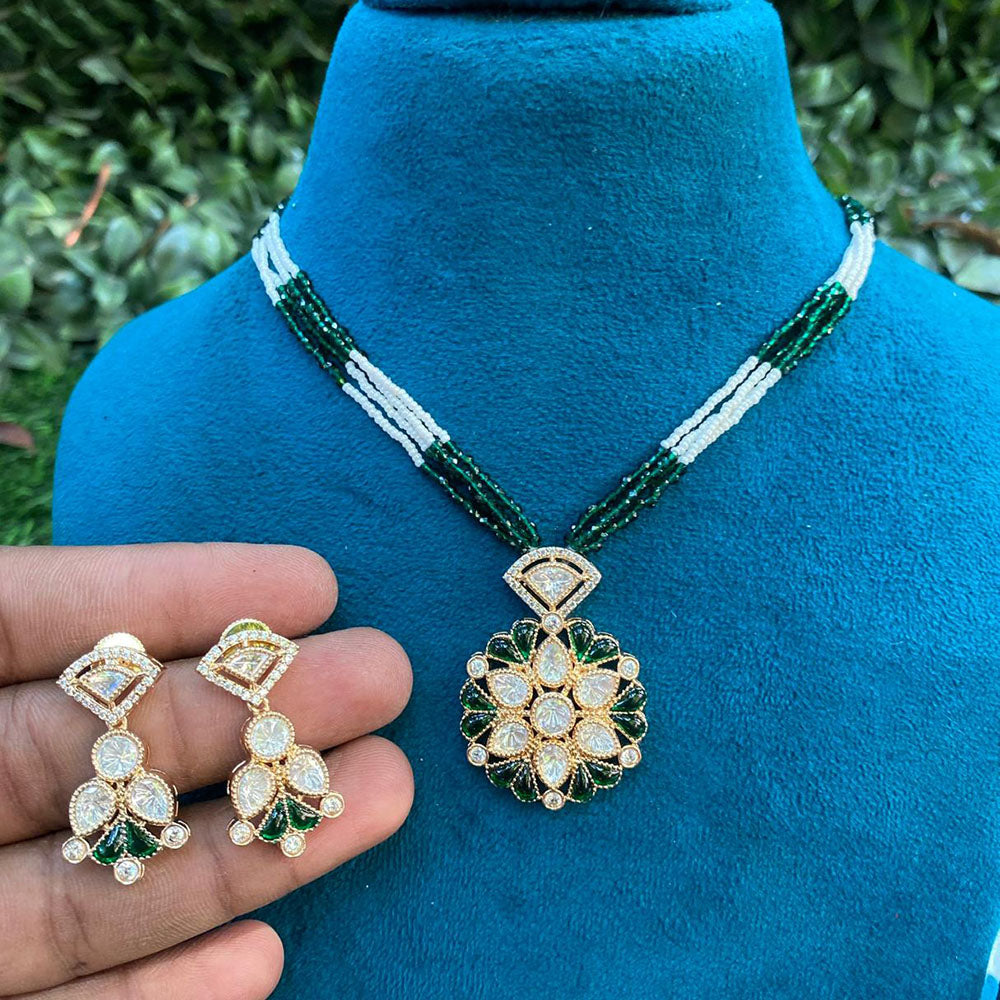 Amoliya Jewels Trendy Ethnic Polki Kundan Stone And Pearl Necklace Set