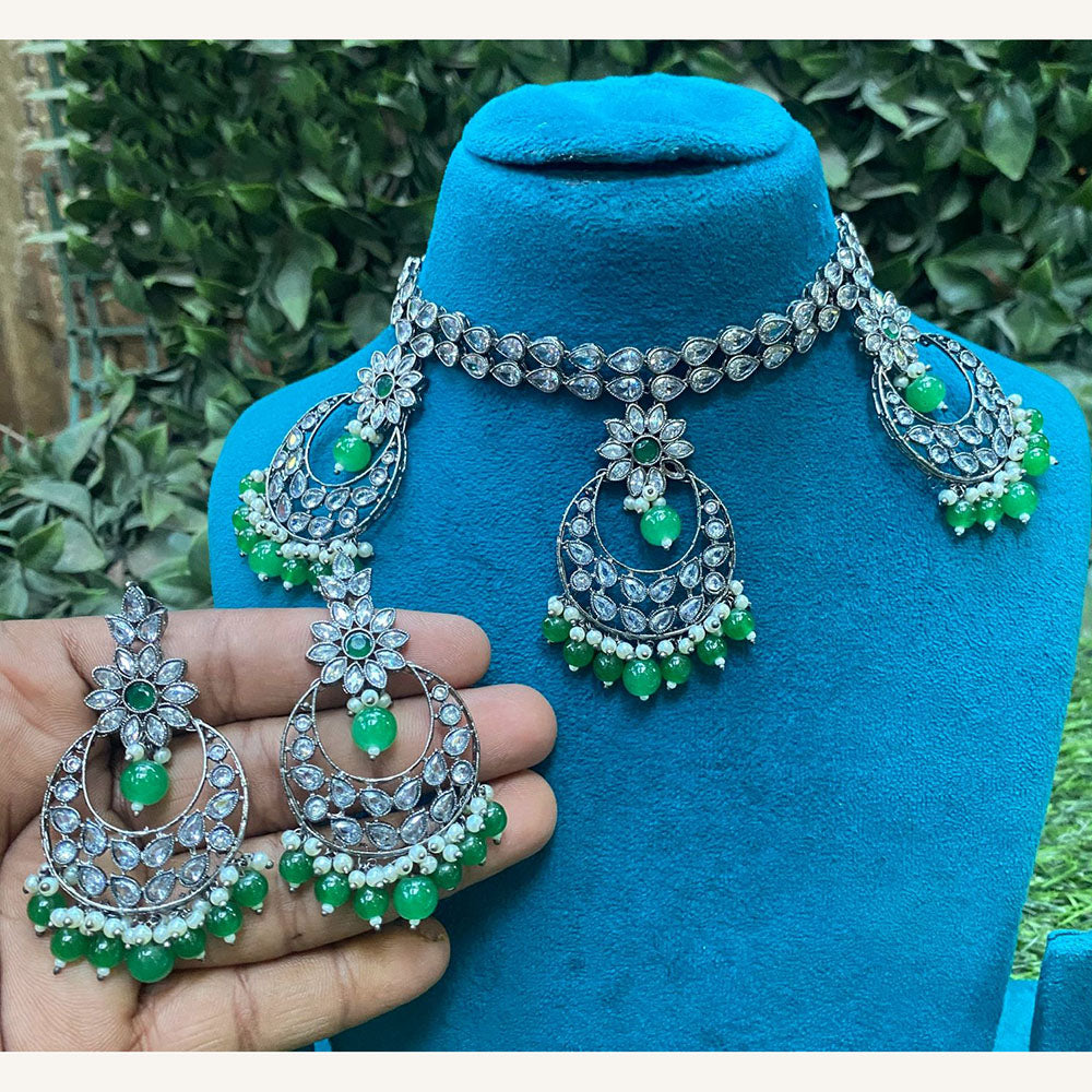 Amoliya Jewels Classic Crystal Stone And Beads Statement Necklace Set