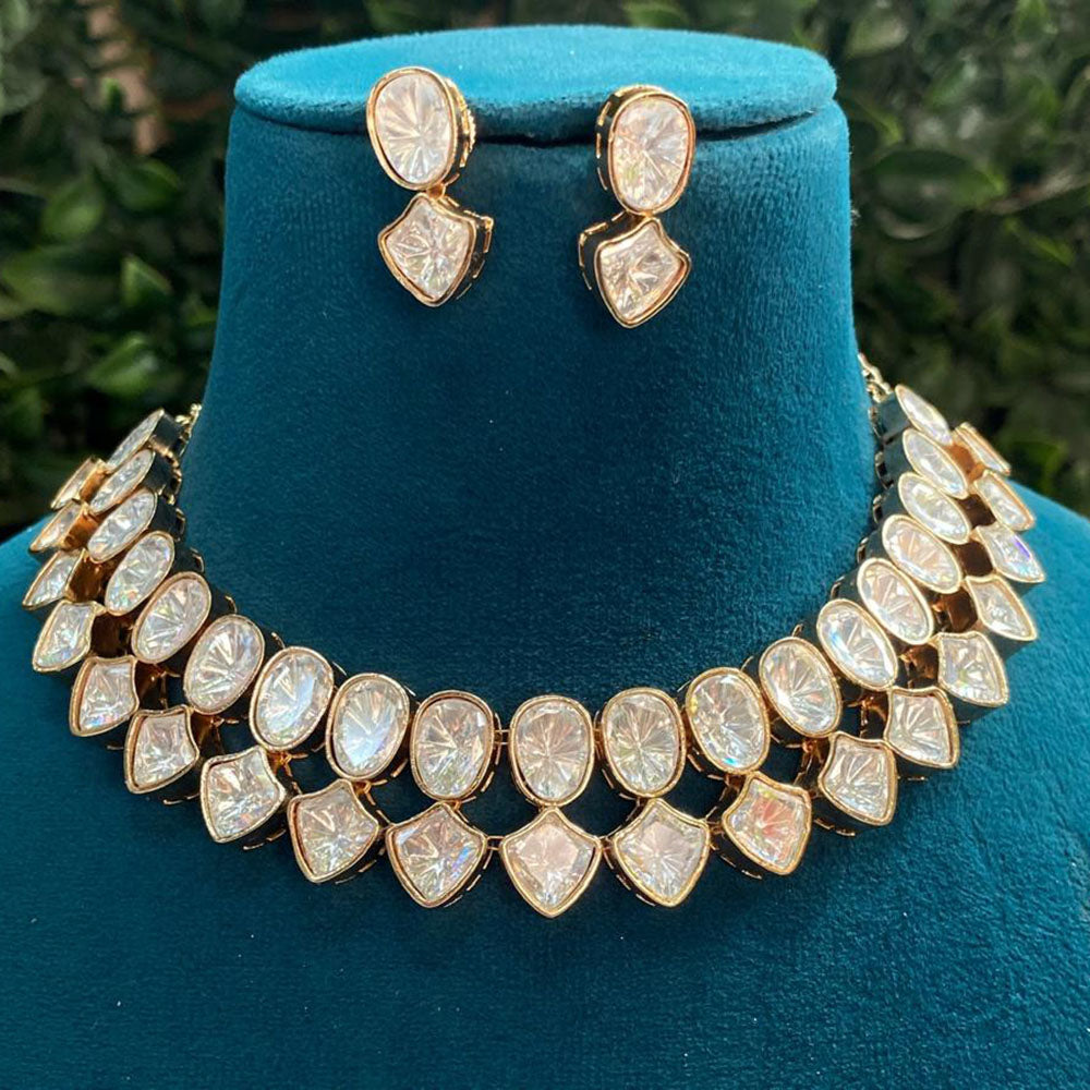 Amoliya Jewels Designer Polki Kundan Stone Necklace Set