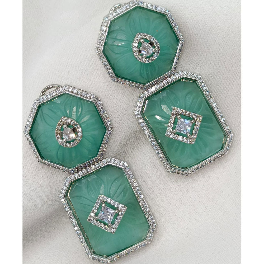 Amoliya Jewels Graceful American Diamond And Austrian Stone Dangler Earrings