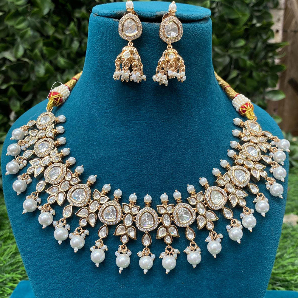 Amoliya Jewels Polki Kundan Stone Choker Necklace Set
