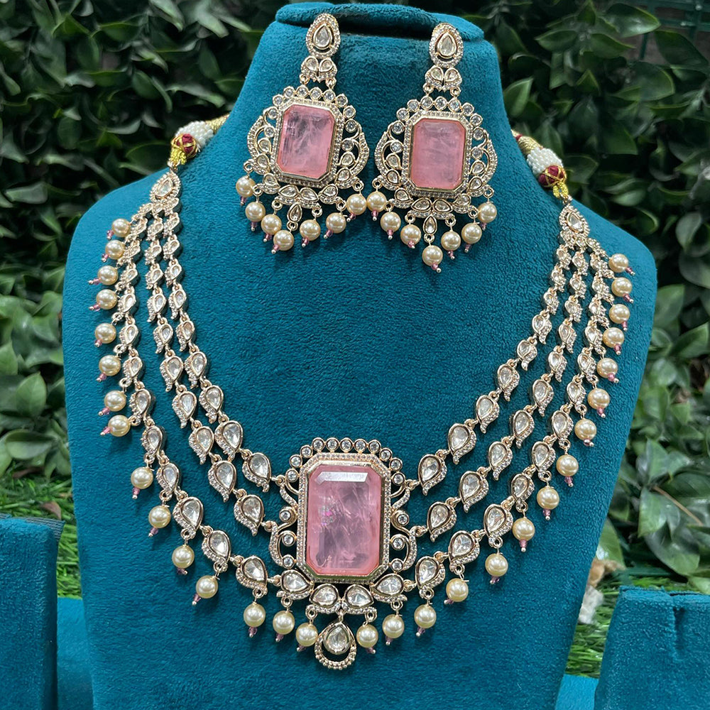 Amoliya Jewels Designer Ethnic Polki Kundan Stone And Pearl Neckalce Set