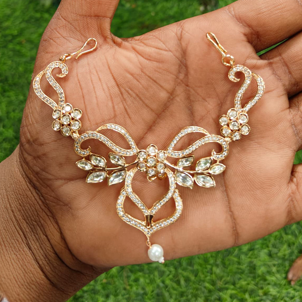 Amoliya Jewels Glamorous Kundan Polki Stone Designer Hair Jewellery