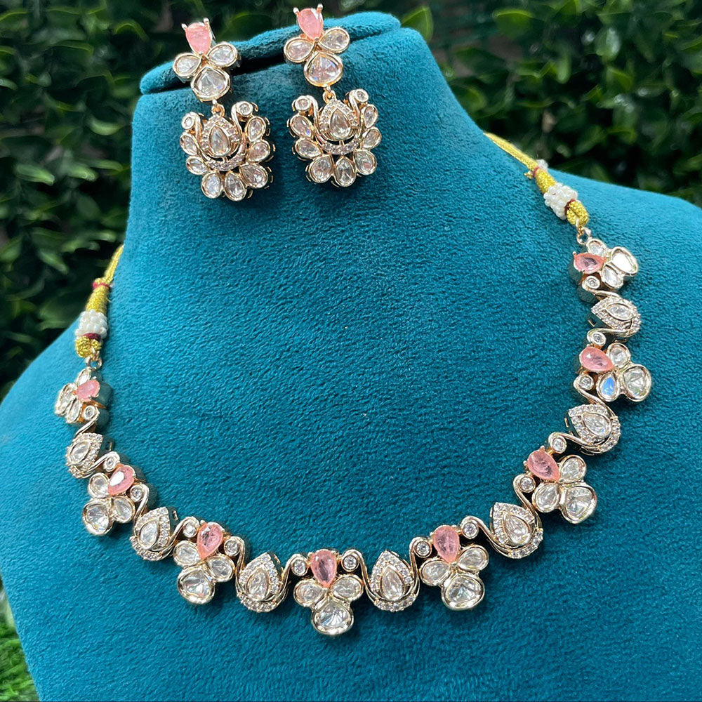 Amoliya Jewels Classic Polki Kundan Stone Necklace Set For Women