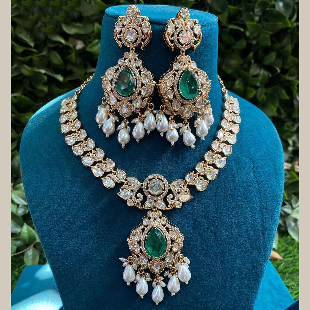 Amoliya Jewels Classic Polki Kundan Stone And Beads Necklace Set For Women