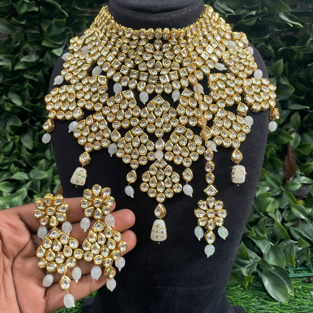 Amoliya Jewels Traditional Kundan Stone And Beads Necklace Set