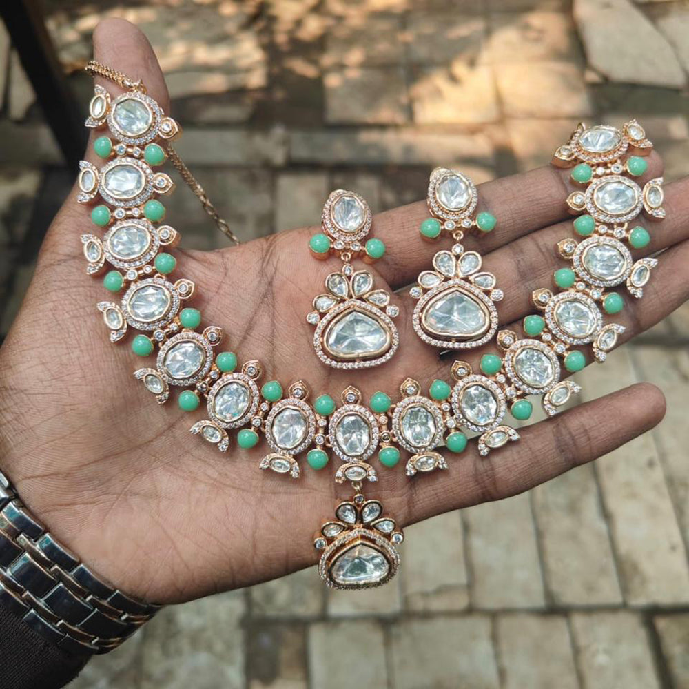 Amoliya Jewels Classic Polki Kundan Stone Necklace Set For Women