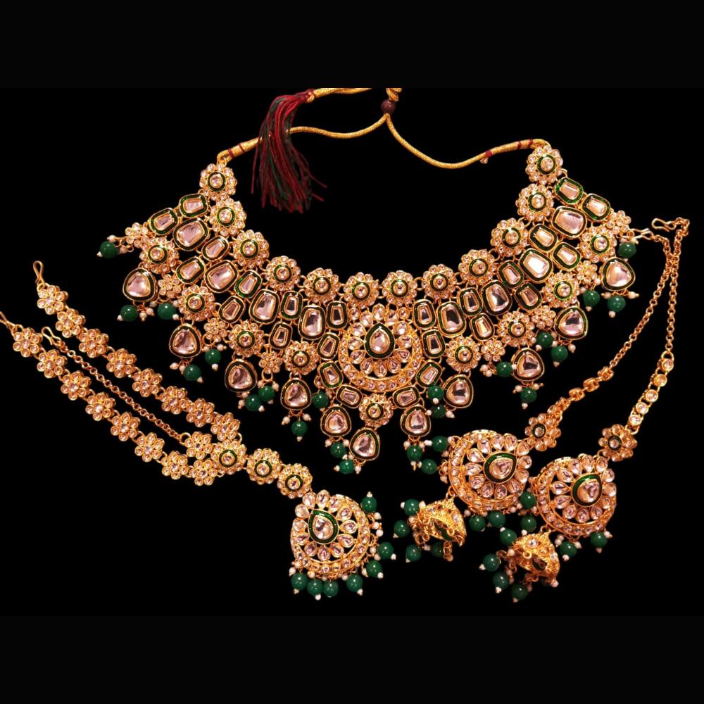 The Fashion Jewels Gold Plated Kundan Stone And Beads Necklace Set