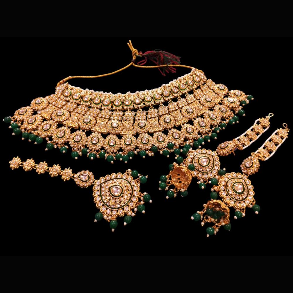 The Fashion Jewels Gold Plated Kundan Stone And Beads Necklace Set