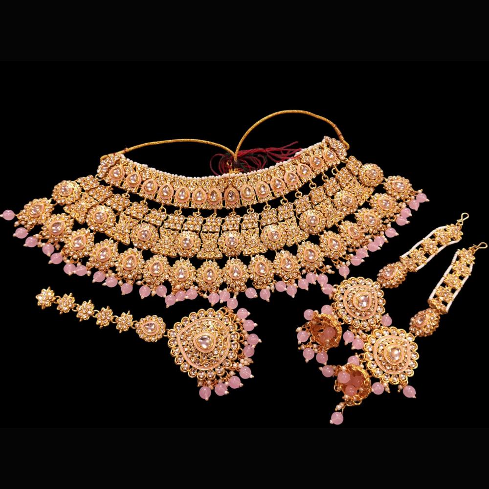 The Fashion Jewels Gold Plated Kundan Stone And Beads Necklace Set