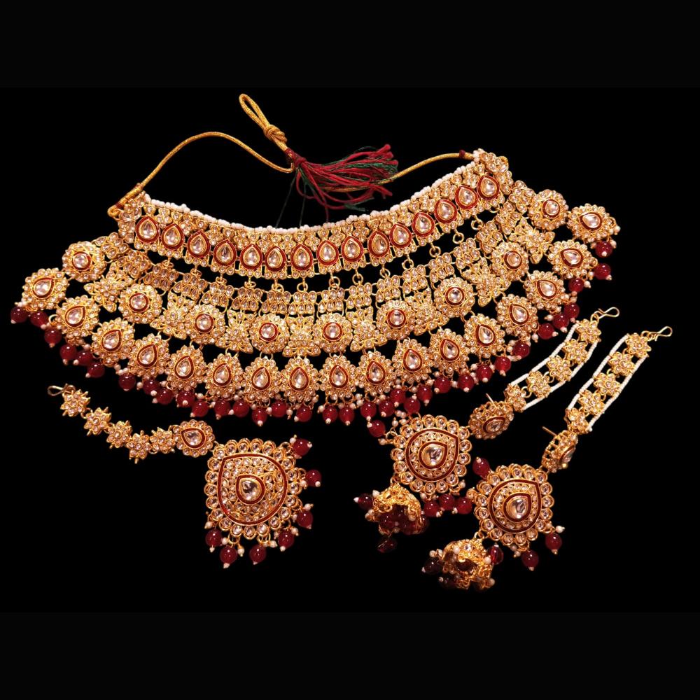 The Fashion Jewels Gold Plated Kundan Stone And Beads Necklace Set