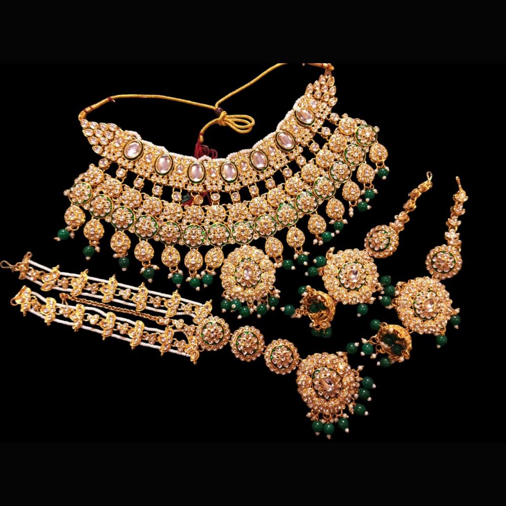 The Fashion Jewels Gold Plated Kundan Stone And Beads Necklace Set