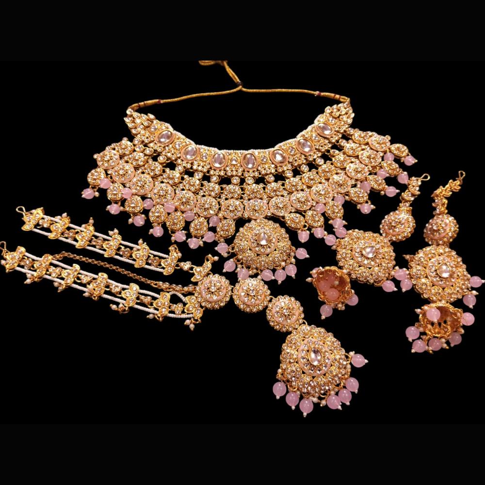 The Fashion Jewels Gold Plated Kundan Stone And Beads Necklace Set