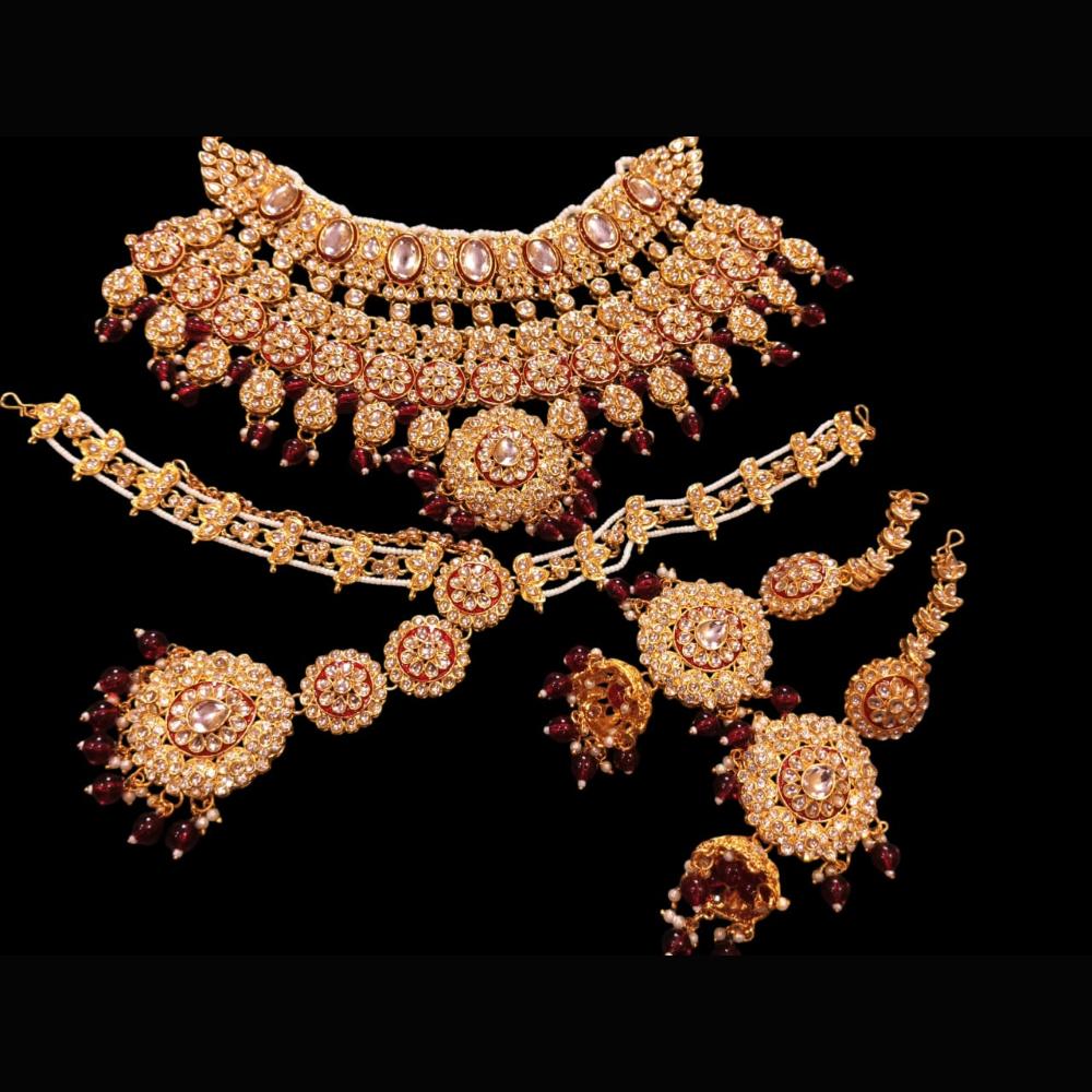 The Fashion Jewels Gold Plated Kundan Stone And Beads Necklace Set